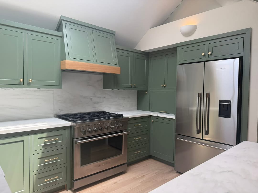 White oak kitchen with skylights